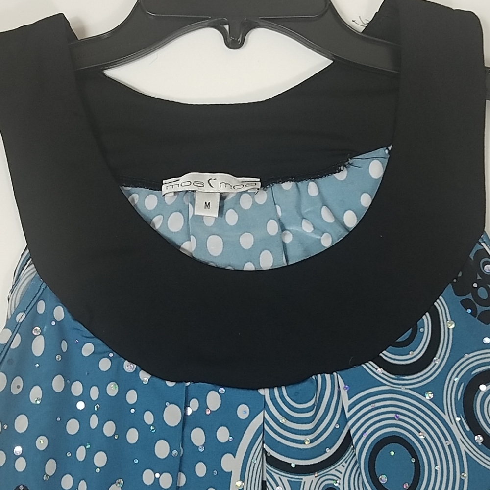 Moa Moa, Blue sleeveless top with Sequins, Sz M - Picture 4 of 6